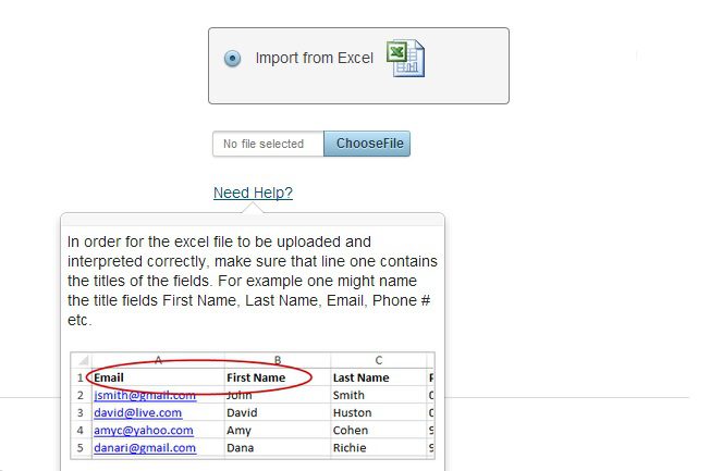 Import recipients from Excel