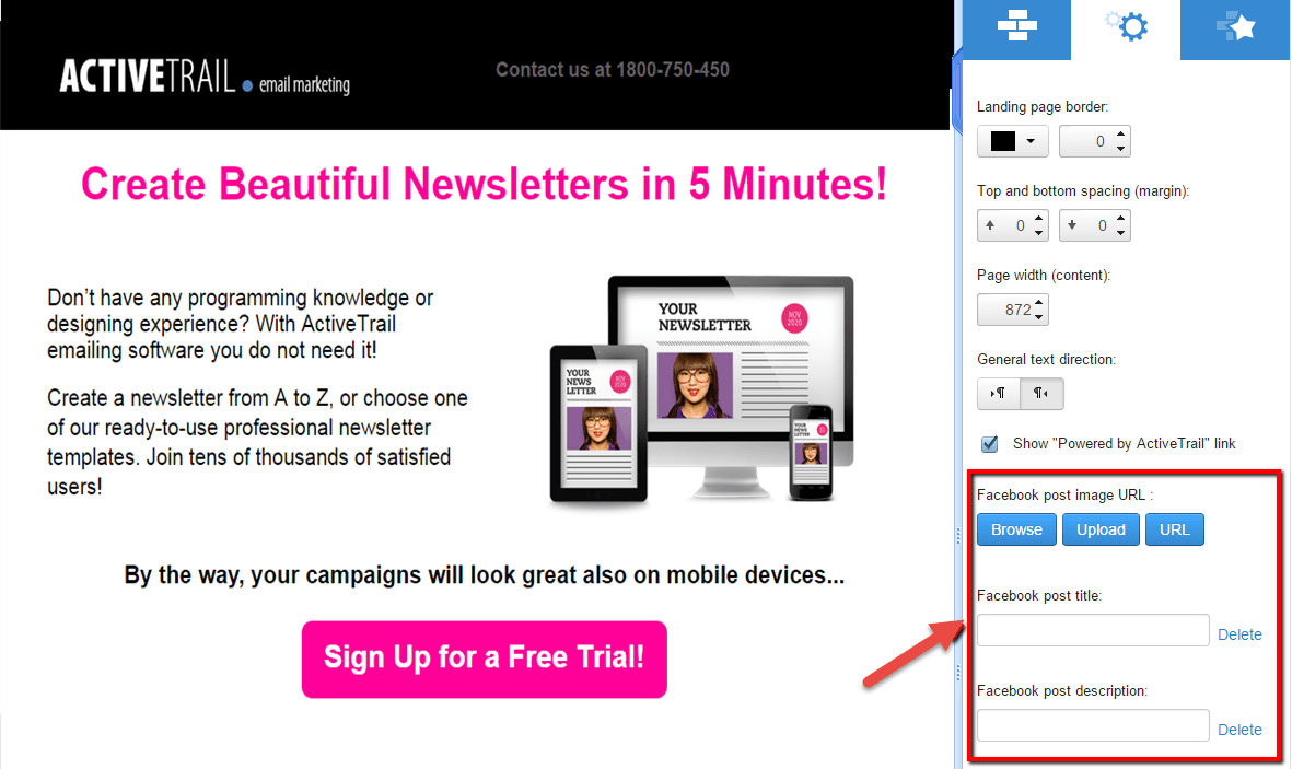 landing page en facebook