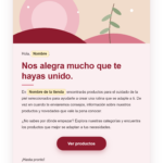 Ejemplo de email de bienvenida de una tienda de cuidado de la piel
